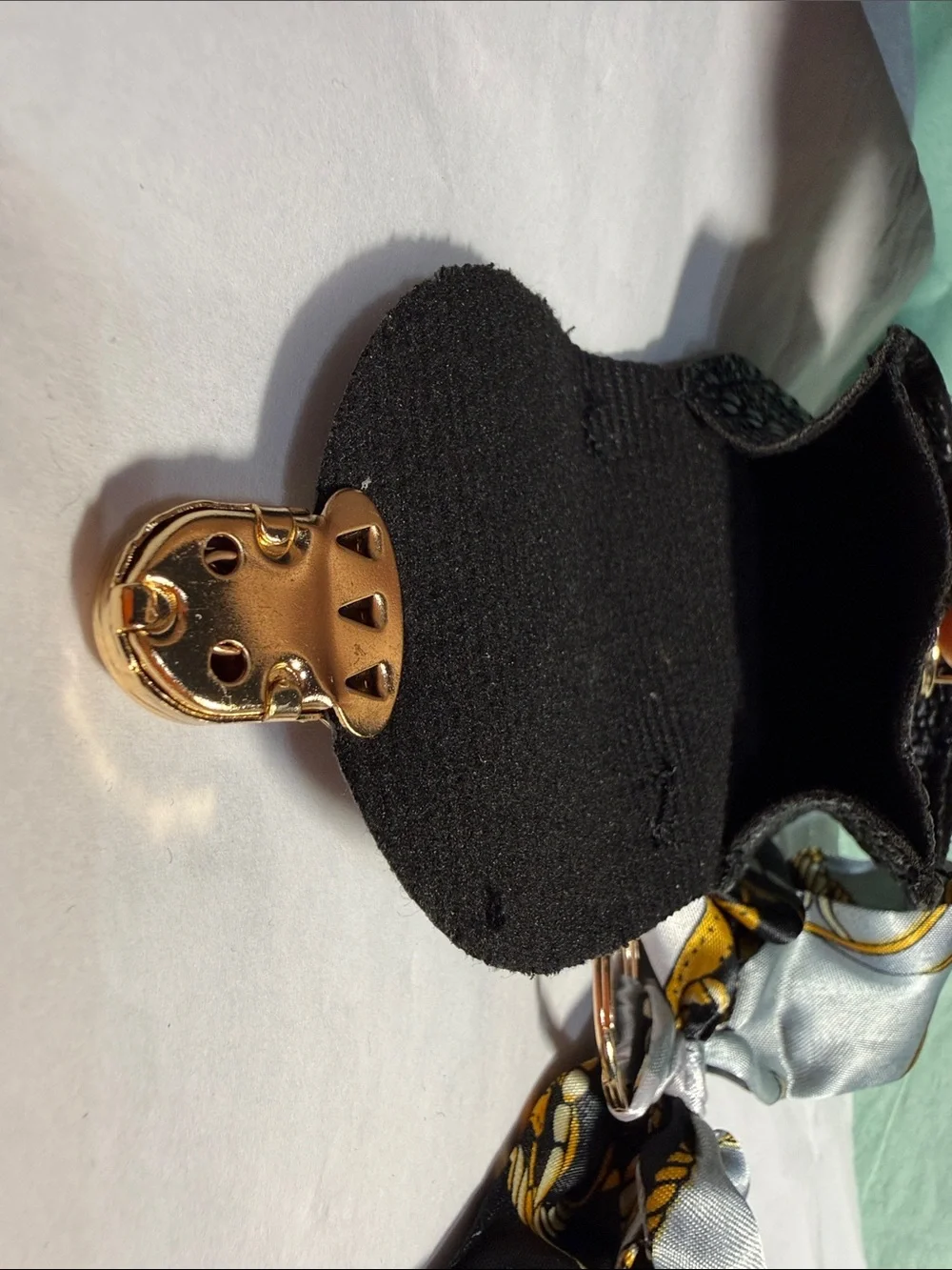 Black Woven Mini Purse Keychain with Gold Hardware with Silky Bow